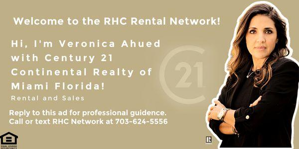 Veronica Ahued can assist you in Miami and areas around Miami for rentals and sales.