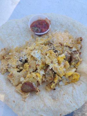 Breakfast burrito with sausage