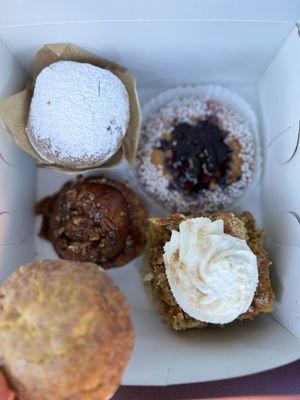 My box of goodies - get the marionberry tart and pumpkin bread pudding