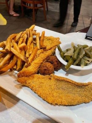 Catfish, fries and Green Beans