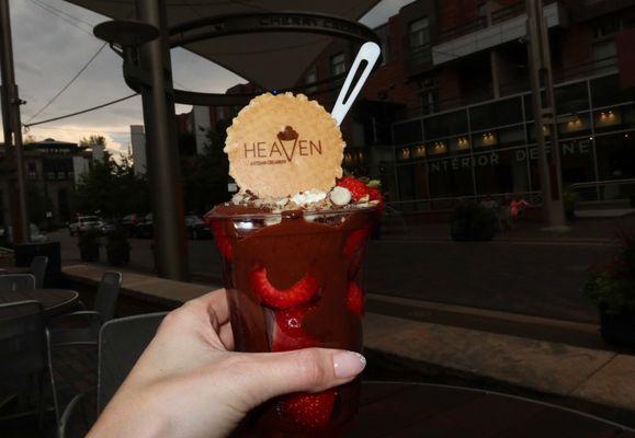 I tried the Belgian Chocolate over the strawberries with almonds and whipped cream on top. The strawberries were $12.