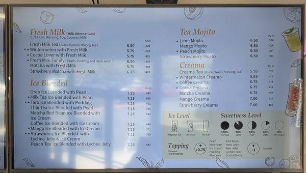 Fresh Milk Tea, Ice Blended Tea, Tea Mojito and Creama drinks