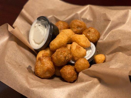 Cheese curds and fried mushrooms