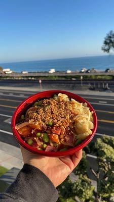 Salmon and tuna poke bowl