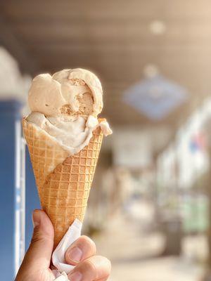 Waffle Cone w/ Salted Caramel & Lavender London Fog. @phidingthefam