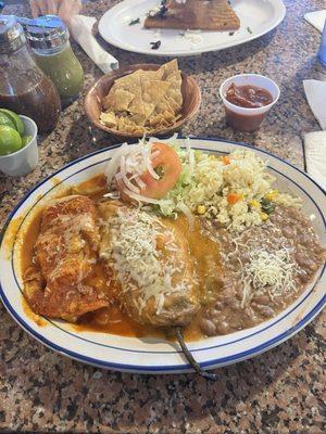 Combo Santa Fe.  Enchilada and stuffed pepper.  So good!