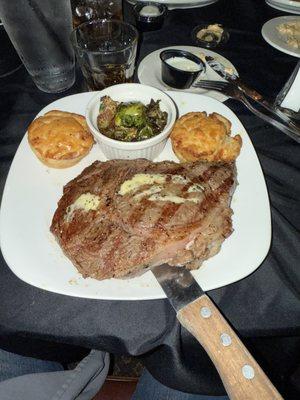 Rib eye streak with Brussel sprouts