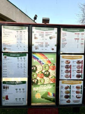 Drive-thru menu