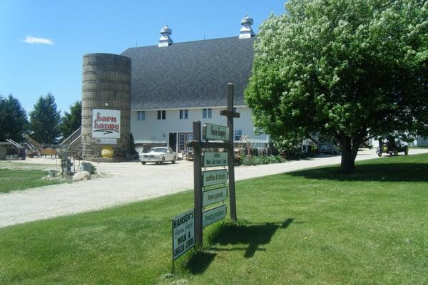 front view of barn happy