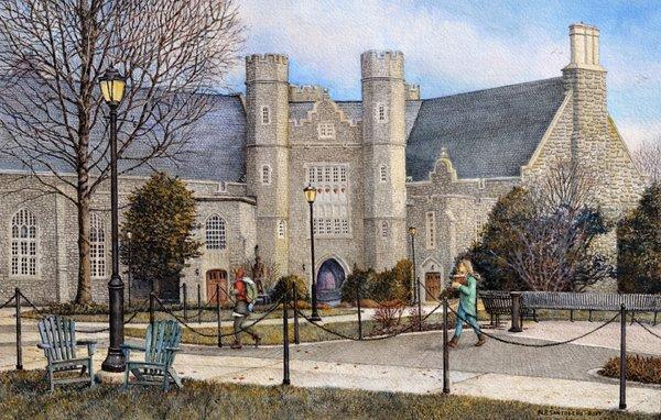 "West Chester University" - a watercolor painting by Nicholas Santoleri, also available in a limited edition signed and numbered print.