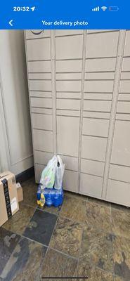 Walmart says the groceries were delivered to my address per the delivery photo from Walmart.  this is a mailroom not my address!