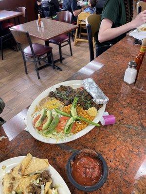 Our meal, Carne Asada Platillo, was awesome. More than enough food for two.