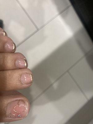 $145 pedicure with minimal scrub. Charged for french, chrome and design.