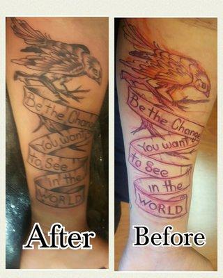 The bird was hand drawn and i love both tatts