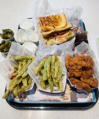 Tempura Green Beans, 10 pcs Crispy Chicken Bites and a BLT