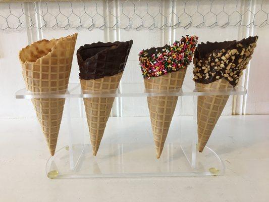 Fresh made waffle cones