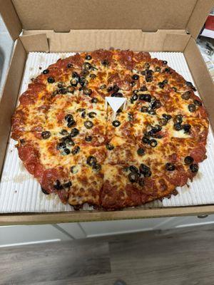 Super Cheese and Pepperoni with black olives