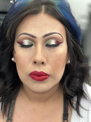 Mexican flag inspired makeup