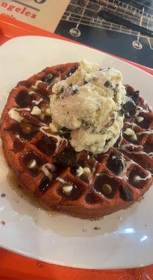 Red Velvet Waffle w/ Cookies n Cream