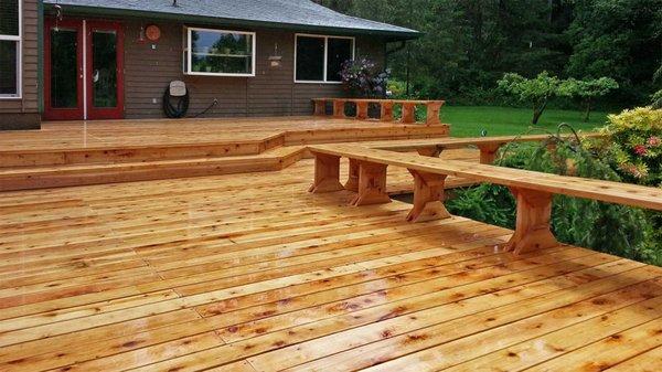 Decking project. We replaced the original deck boards but were able to use the existing framework, which was still in good condition.