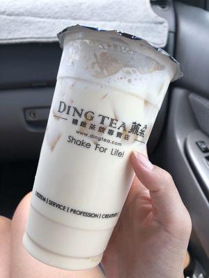 Jasmine Green Milk Tea with egg pudding