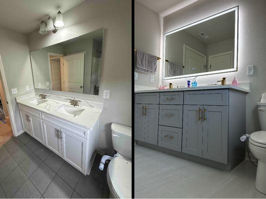 before and after: vanity