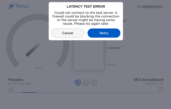 their own 'custom' speedtest.. can even connect due to latency problems