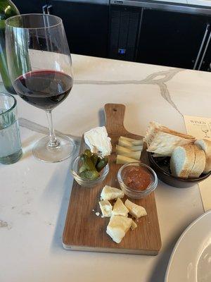 Tempranillo and cheese plate