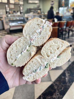 Sesame Bagel with Veggie Cream Cheese