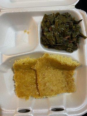 Extra side of collards plus they gave us the cornbread from the bowls :)