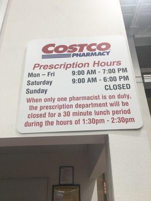 Pharmacy hours are different from store hours