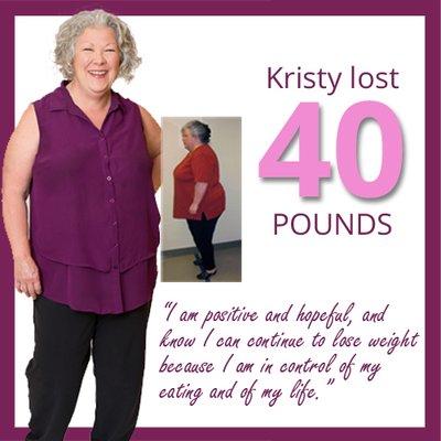 Kristy lost 40 pounds and quite binge eating with the help of our Nutrition 4 Weight Loss Program.