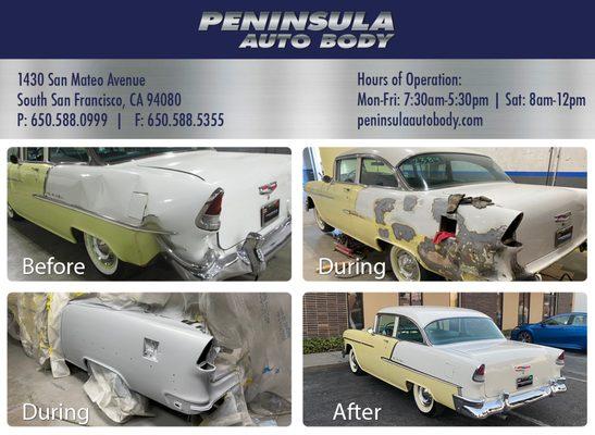 Classic Car Collision Repair Before and After 5-Star Results in South San Francisco - Peninsula Auto Body