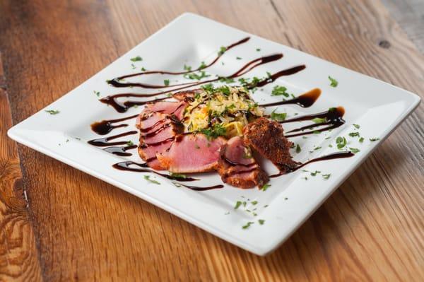 Seared Rare Ahi Tuna - sushi-grade tuna seared rare with our blend of spices.