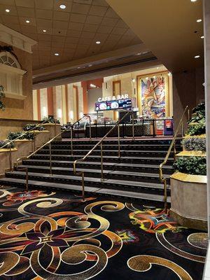 Steps leading up to the ticket taker booth and concession stand