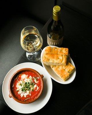 Baked Goat Cheese with Tomato Sauce & House Focaccia