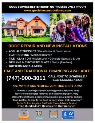 Specialty Construction - We Repair and Install All Types Of Roofs!