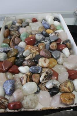 Polished, tumble stones. Sold individually or by the pound.