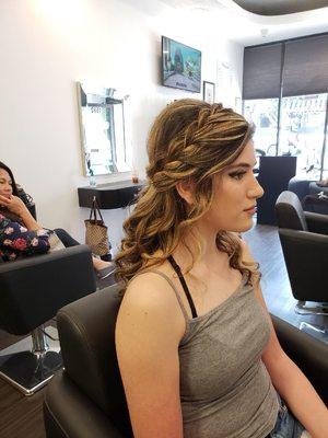 Formal up/down do with curls and braids.