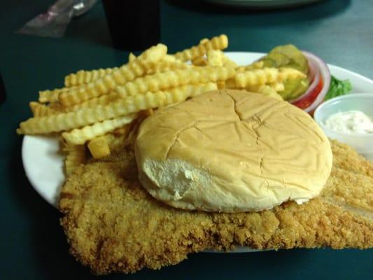 Hand breaded tenderloin sandwich