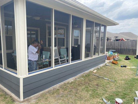 Screen in porch built