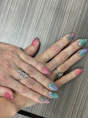 Rainbow unicorn mermaid nails