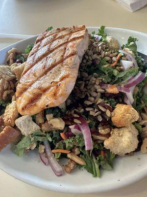 Kale salad with added salmon