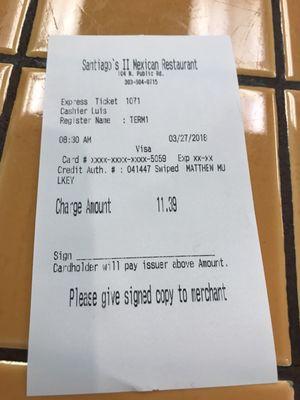 No spot to leave a tip