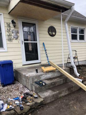 Porch overhang and railing system install