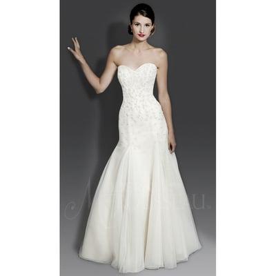 PETAL strapless, fit and flare wedding dress by Modern Trousseau New York