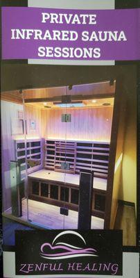 Offering PRIVATE sessions in our Full Spectrum (near, mid & far) Infrared Sauna