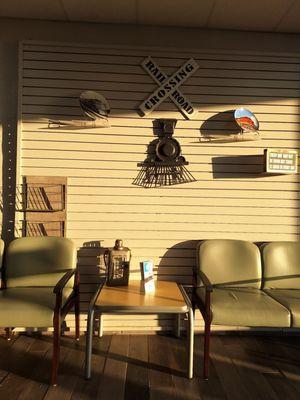 Lobby wall, morning sun.