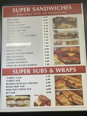 Super sandwiches, Subs and Wraps