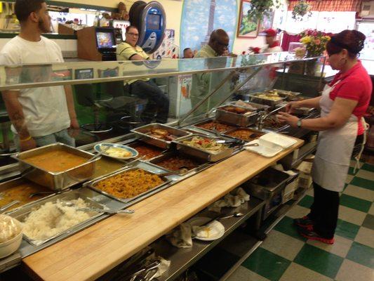 Cafeteria style vast variety practically every PR DR comfort food.